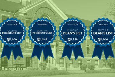 UMA President's and Dean's List badges for Spring, 2026