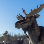 Moose statue outside on UMA Augusta campus