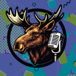 UMA Radio moose icon with a 90s-inspired illustrated background