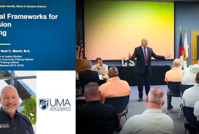 Noel March presents on ethical decision-making to law enforcement leaders at the National Criminal Justice Command College.