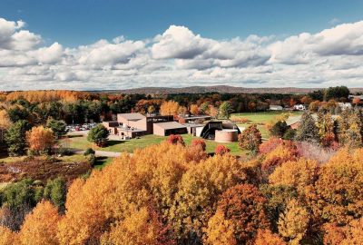 Fall campus aerial photo