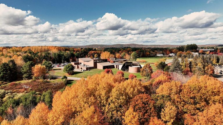 Fall campus aerial photo