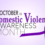 October is Domestic Violence Awareness Month. Purple ribbon.