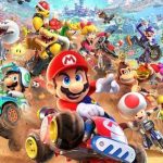Mario Kart characters in racing poses